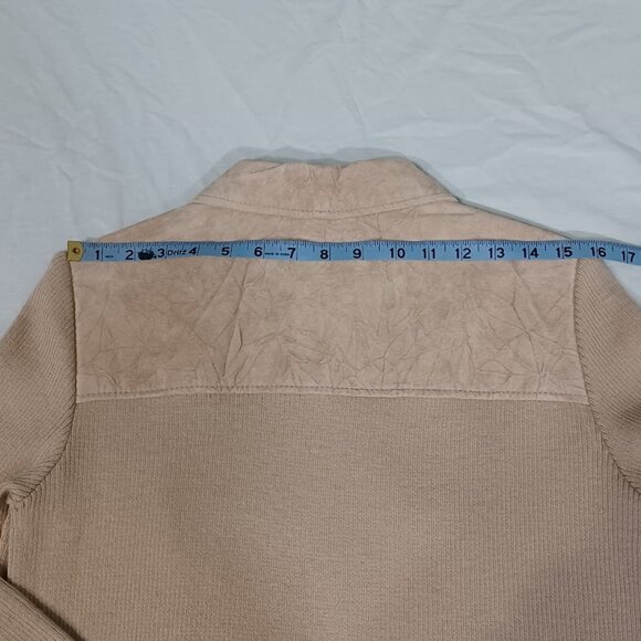 Coldwater Creek Jacket Womens Beige Petite Medium Suede Leather Knit Full Zip - Picture 8 of 10